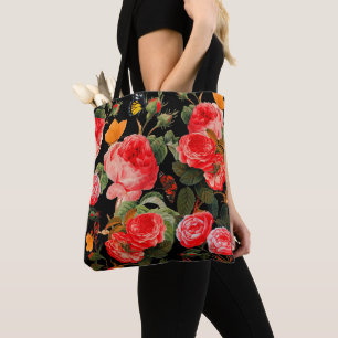 Bolsa Tote ROSAS VERMELHAS E MANTEIRAS AMARELAS Pretas