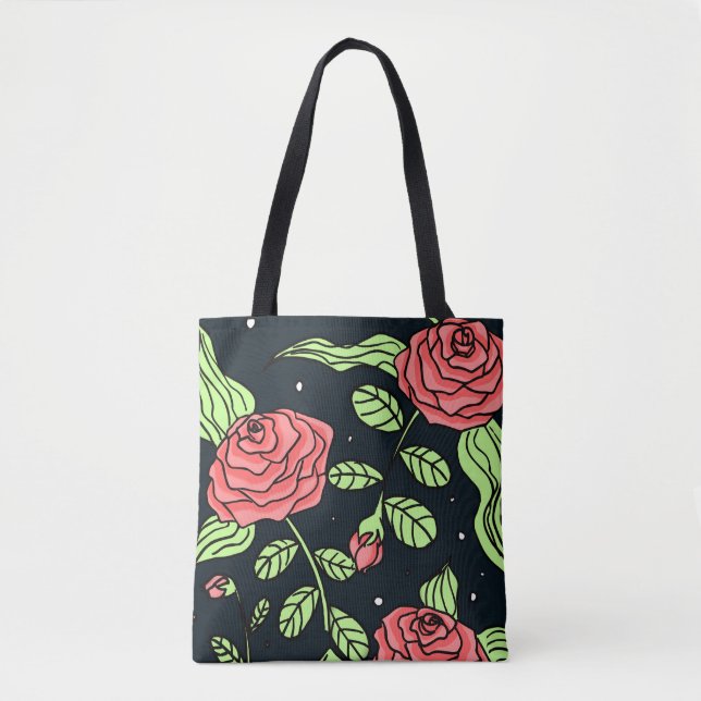 Bolsa Tote Rosas vermelhas tiradas mão (Frente)