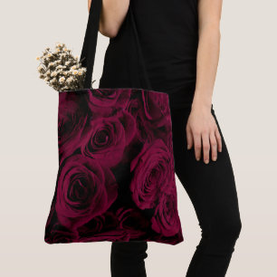 Bolsa Tote Rosas vermelho-escuro