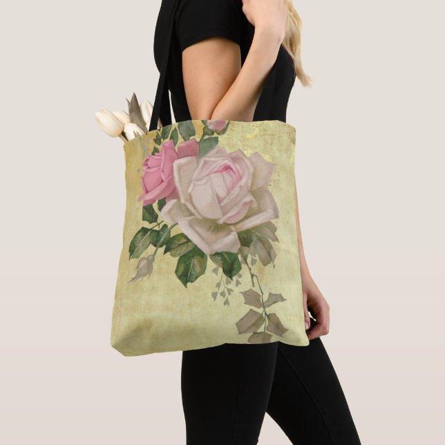 Bolsa Tote Rosas Vintage em Dourado (Close Up)