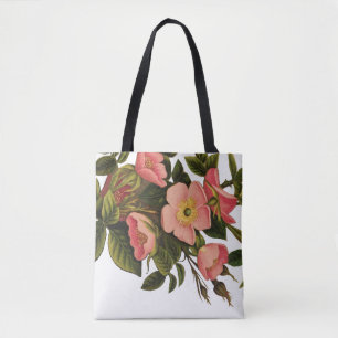 Bolsa Tote Rosas Vintage Lindas Botânica Rosa