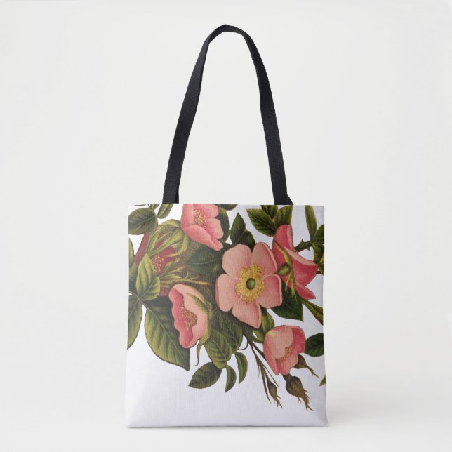 Bolsa Tote Rosas Vintage Lindas Botânica Rosa (Frente)