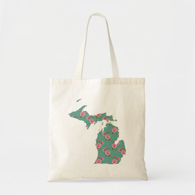 Bolsa Tote Rosas Vintage | Silhouette de Michigan (Frente)