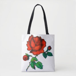 Bolsa Tote Rose Bloom Halftone Fine Art