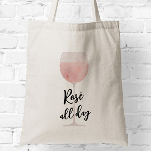 Bolsa Tote Rosé, Vidro De Vinho De Altura