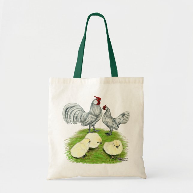 Bolsa Tote Rosecomb Bantams e pintinhos (Frente)