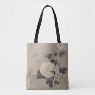 Bolsa Tote Roses Pássaro Jovem e uma Borboleta por Seitei