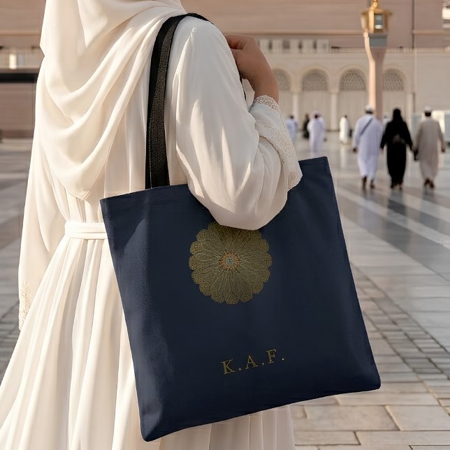 Bolsa Tote Roseta Islâmica Personalizada de Madinah Navy (Criador carregado)