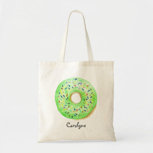 Bolsa Tote Rosquinha de Aquarela Verde Cura com Manchas Perso