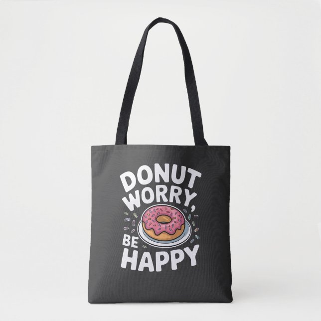 Bolsa Tote Rosquinha Preocupada, Seja Feliz - Rosquinha Engra (Frente)