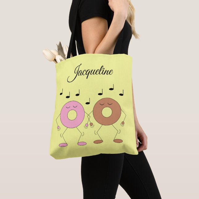 Bolsa Tote Rosquinhas dançantes amarelo claro (Close Up)