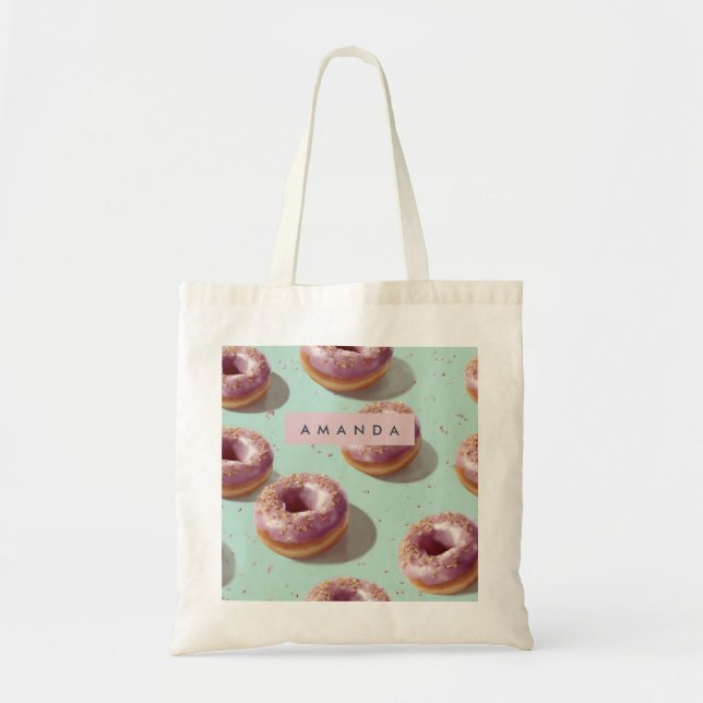 Bolsa Tote Rosquinhas e borrachas de Pastel Cute Personalizad (Frente)