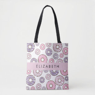 Bolsa Tote Rosquinhas rosa, Rosquinhas roxas, borrachas, seu