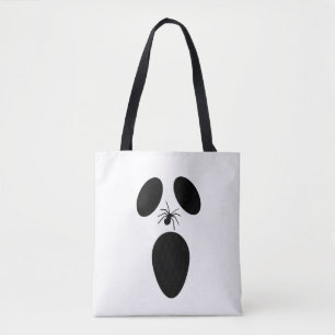 Bolsa Tote Rosto Assustador Branco e Preto do Halloween