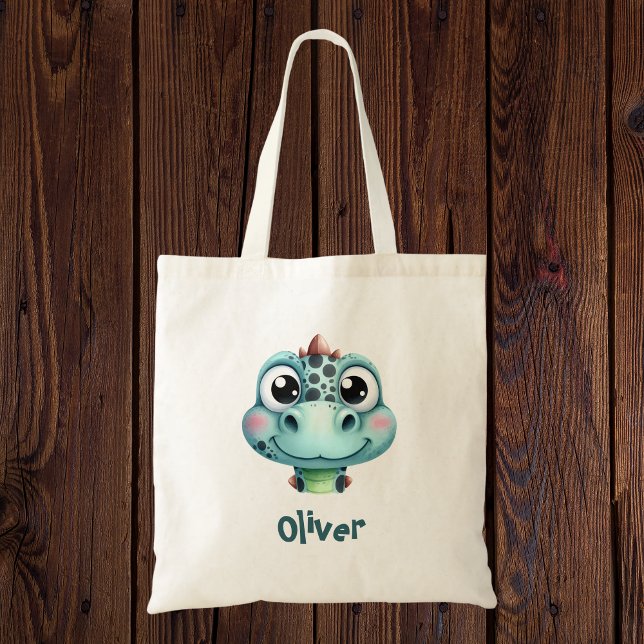 Bolsa Tote Rosto de Bebê Dino Fofo (Criador carregado)