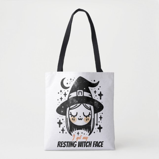 Bolsa Tote Rosto de Bruxa Relaxada (Frente)