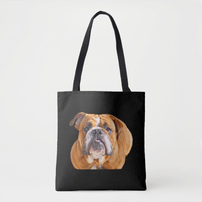 Bolsa Tote Rosto de Bulldog - Bulldog Inglês, Brown (Frente)
