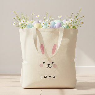 Bolsa Tote Rosto de Coelho de Páscoa Personalizado