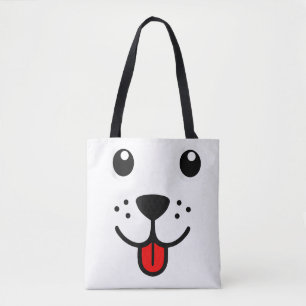 Bolsa Tote Rosto de Emoji Feliz de Cachorro Animal de Estimaç
