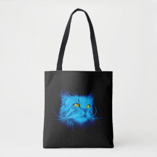 Bolsa Tote Rosto de Gato Azul