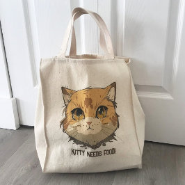Bolsa Tote Rosto de Gato de Anime