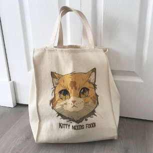 Bolsa Tote Rosto de Gato de Anime