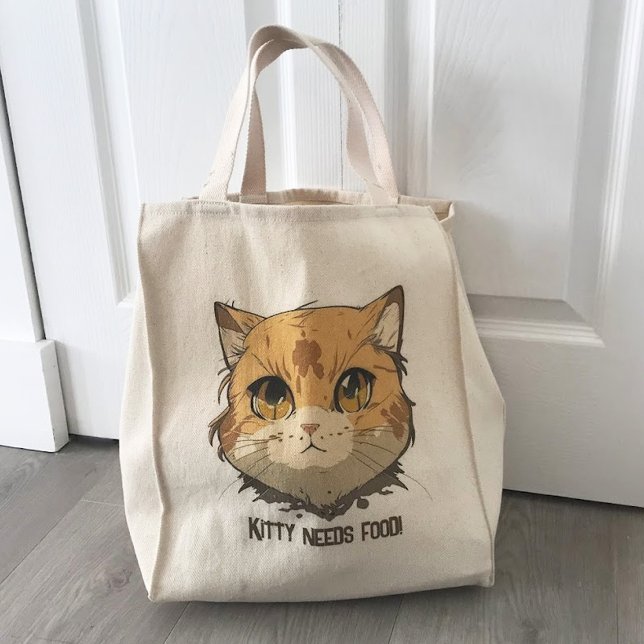 Bolsa Tote Rosto de Gato de Anime (Criador carregado)
