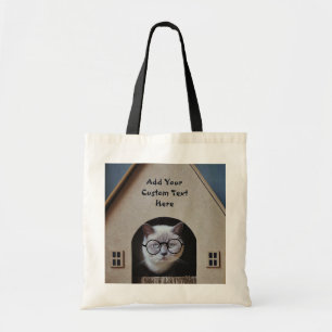 Bolsa Tote Rosto de Gato Fofo Personalizado Kitty Divertido P