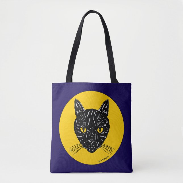 Bolsa Tote Rosto de Gato Negro (Frente)
