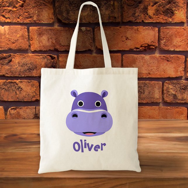 Bolsa Tote Rosto de Hipopótamo Feliz (Criador carregado)