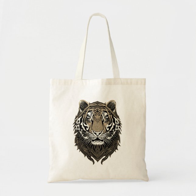 Bolsa Tote Rosto de Tigre Detalhado (Frente)