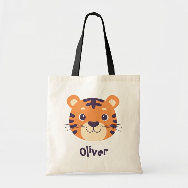 Bolsa Tote Rosto de Tigre Engraçado (Frente)
