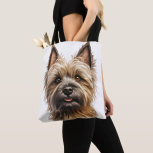 BOLSA TOTE ROSTO DO CACHORRO DO TERRIER CAIRN WATERCOLOR DE Á