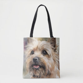 BOLSA TOTE ROSTO DO CACHORRO DO TERRIER CAIRN WATERCOLOR DE Á