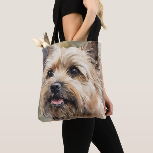 BOLSA TOTE ROSTO DO CACHORRO DO TERRIER CAIRN WATERCOLOR DE Á