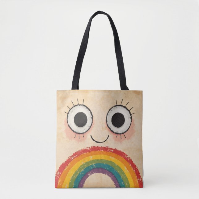 BOLSA TOTE ROSTO FELIZ ARCO-ÍRIS (Frente)