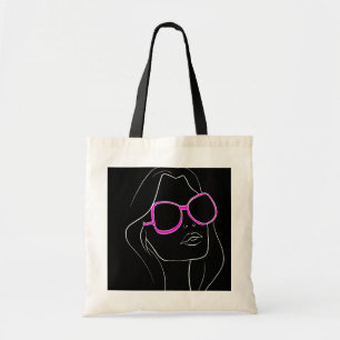 Bolsa Tote Rosto feminino em óculos escuros cor-de-rosa preto