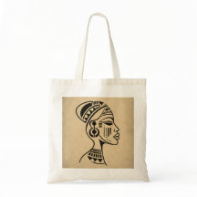 Bolsa Tote Rosto Tribal Africano Abstrato | Minima