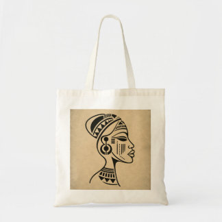 Bolsa Tote Rosto Tribal Africano Abstrato | Minima