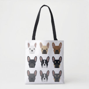 Bolsa Tote Rostos de Bulldog Francês Padrão francês