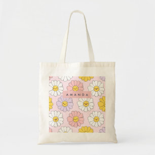 Bolsa Tote Rostos de Flores de Margarida Kawaii Cute Personal