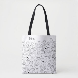 Bolsa Tote Rostos de porta personalizados
