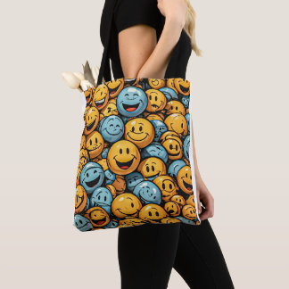 Bolsa Tote Rostos Felizes e Engraçados Coloridos