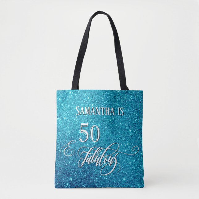 Bolsa Tote Roteiro 50 & Fabuloso Brilho em Turquesa (Frente)