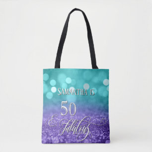 Bolsa Tote Roteiro 50 & Fabuloso com Brilho em Tom de Azul Te