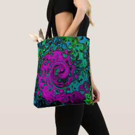 Bolsa Tote Roteiro de Arte Líquida Magenta Magenta-Abstrato