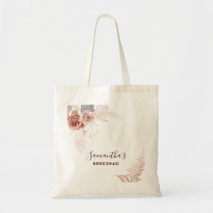 Bolsa Tote Roteiro de Flor Rosa Terracota Dama de Honra