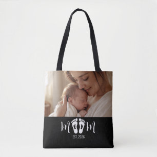 Bolsa Tote Roteiro de Pegadas de Bebê Estabelecido pela Mãe F