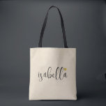 Bolsa Tote Roteiro personalizado para madrinha<br><div class="desc">Uma bolsa creme moderna e elegante com nome em script preto e coração dourado,  perfeita para uma proposta de madrinha. Suas madrinhas podem encher sua bolsa com itens essenciais para as viagens da festa de despedida de solteira ou com itens essenciais para levar na manhã do casamento.</div>