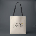 Bolsa Tote Roteiro personalizado para madrinha<br><div class="desc">Uma bolsa creme moderna e elegante com nome em script preto e coração dourado,  perfeita para uma proposta de madrinha. Suas madrinhas podem encher sua bolsa com itens essenciais para as viagens da festa de despedida de solteira ou com itens essenciais para levar na manhã do casamento.</div>